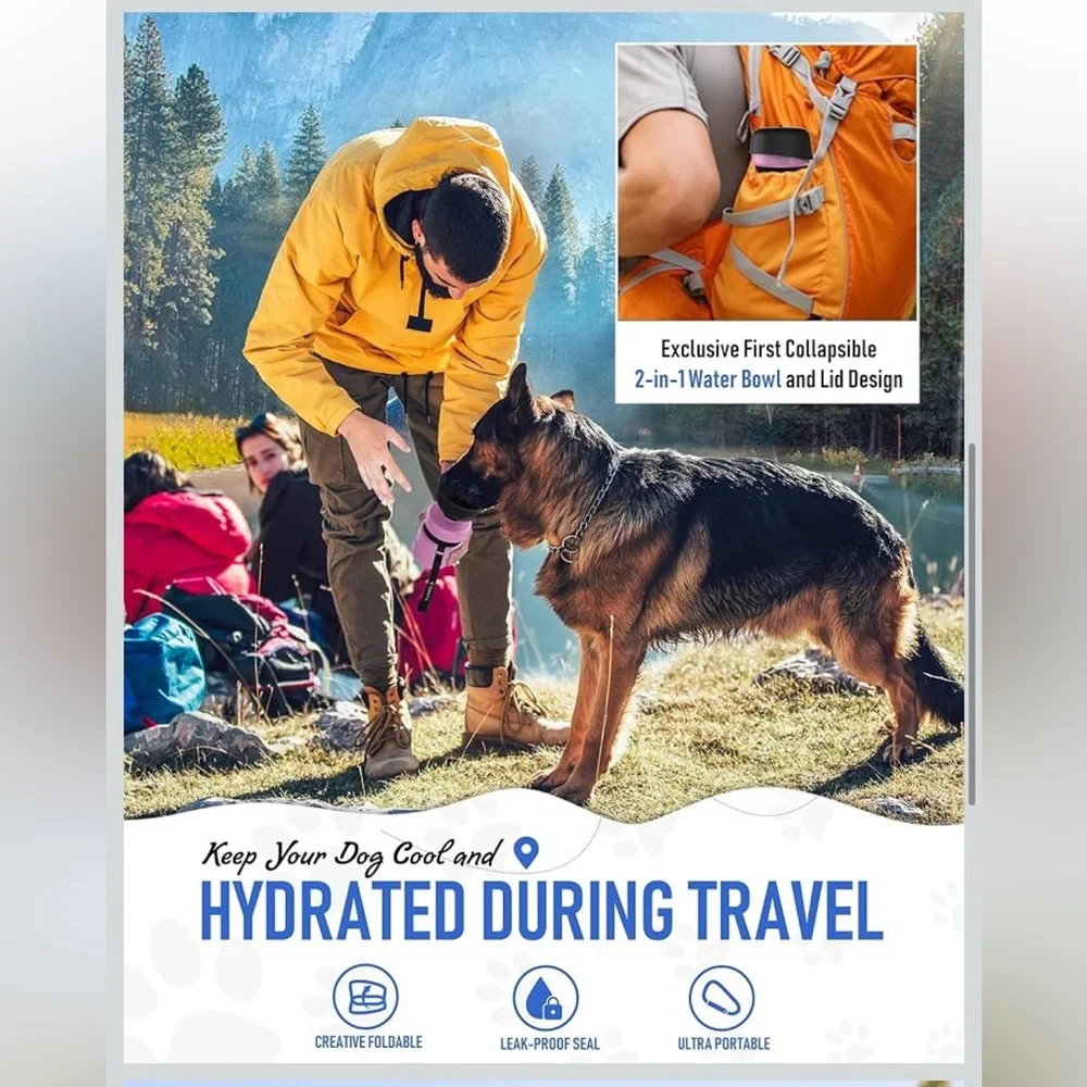 Iesotc Pink Portable Dog Squeeze Leak Proof Water Bottle